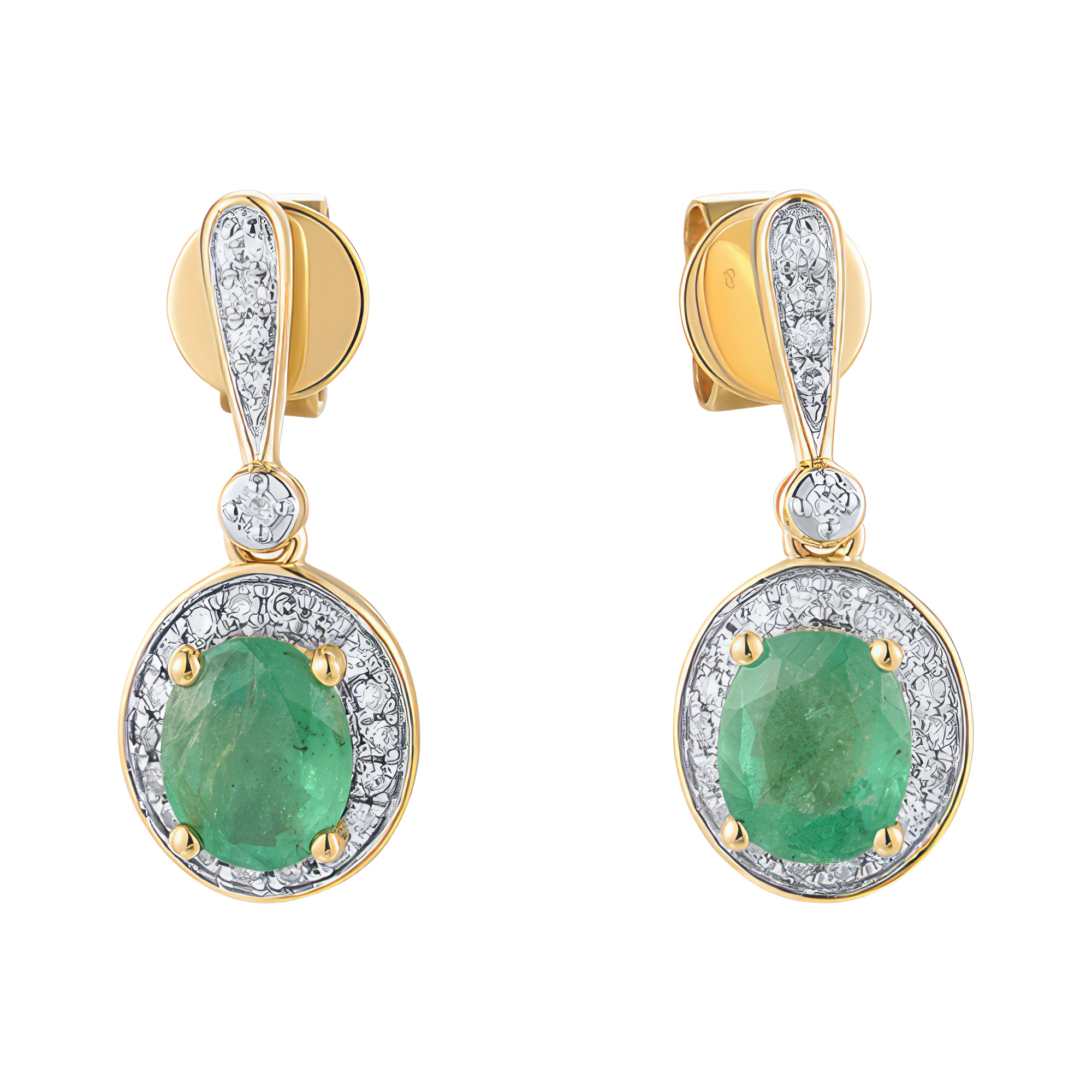 Paveikslėlis Geltono aukso auskarai su smaragdais ir briliantais