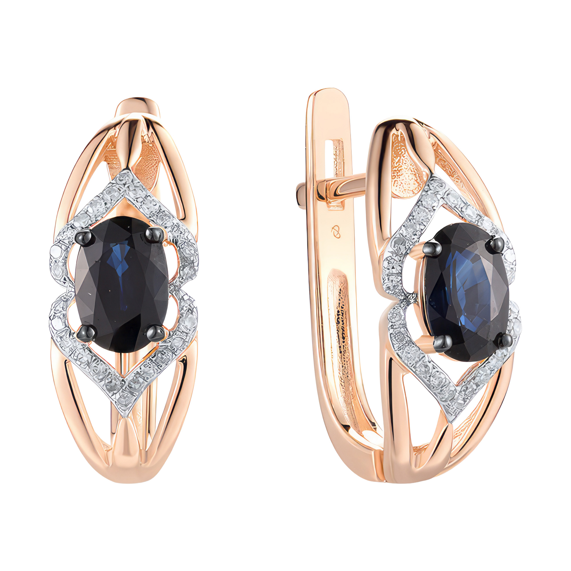 Paveikslėlis Auksiniai auskarai su safyrais ir briliantais