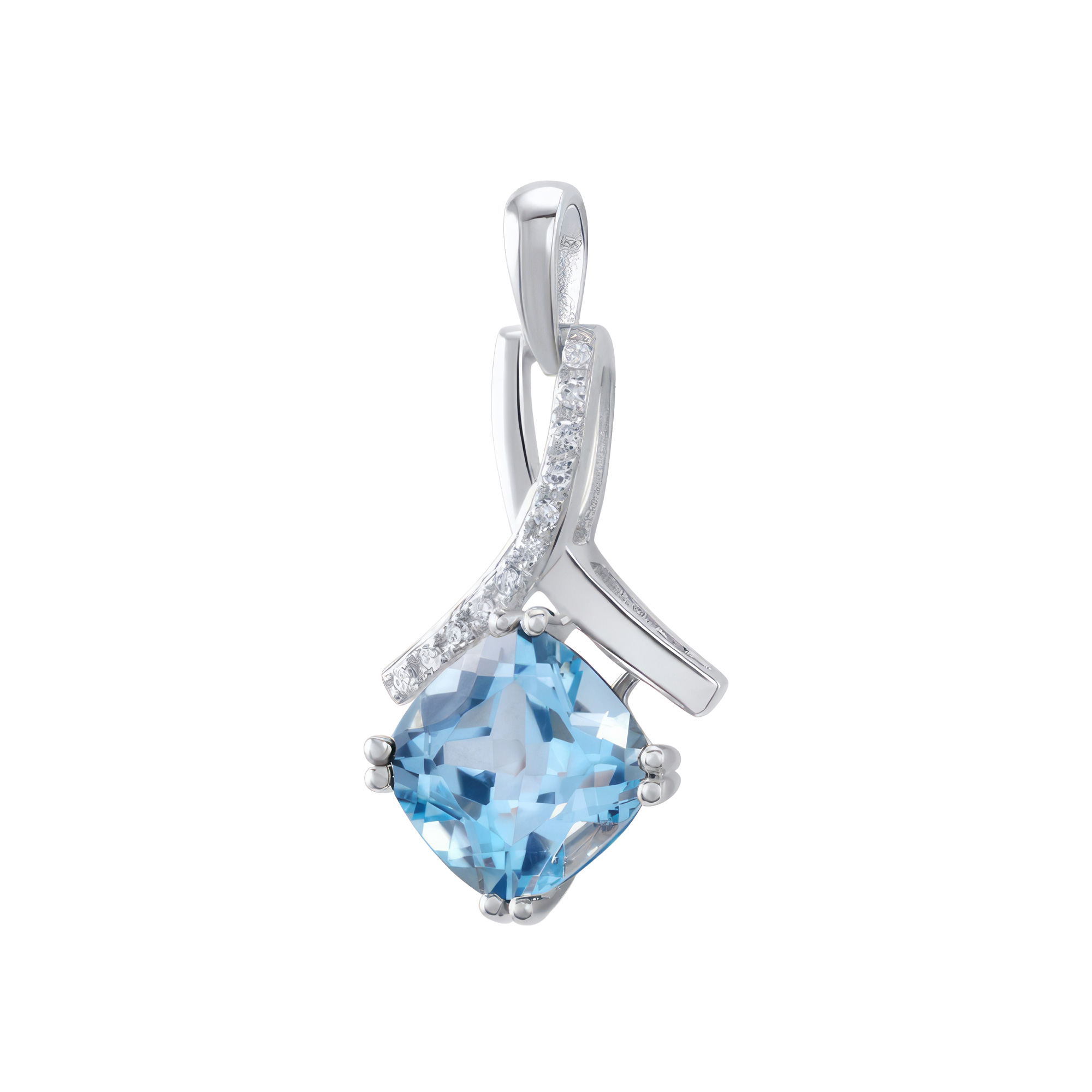 Изображение Подвеска из белого золота с бриллиантами и топазом