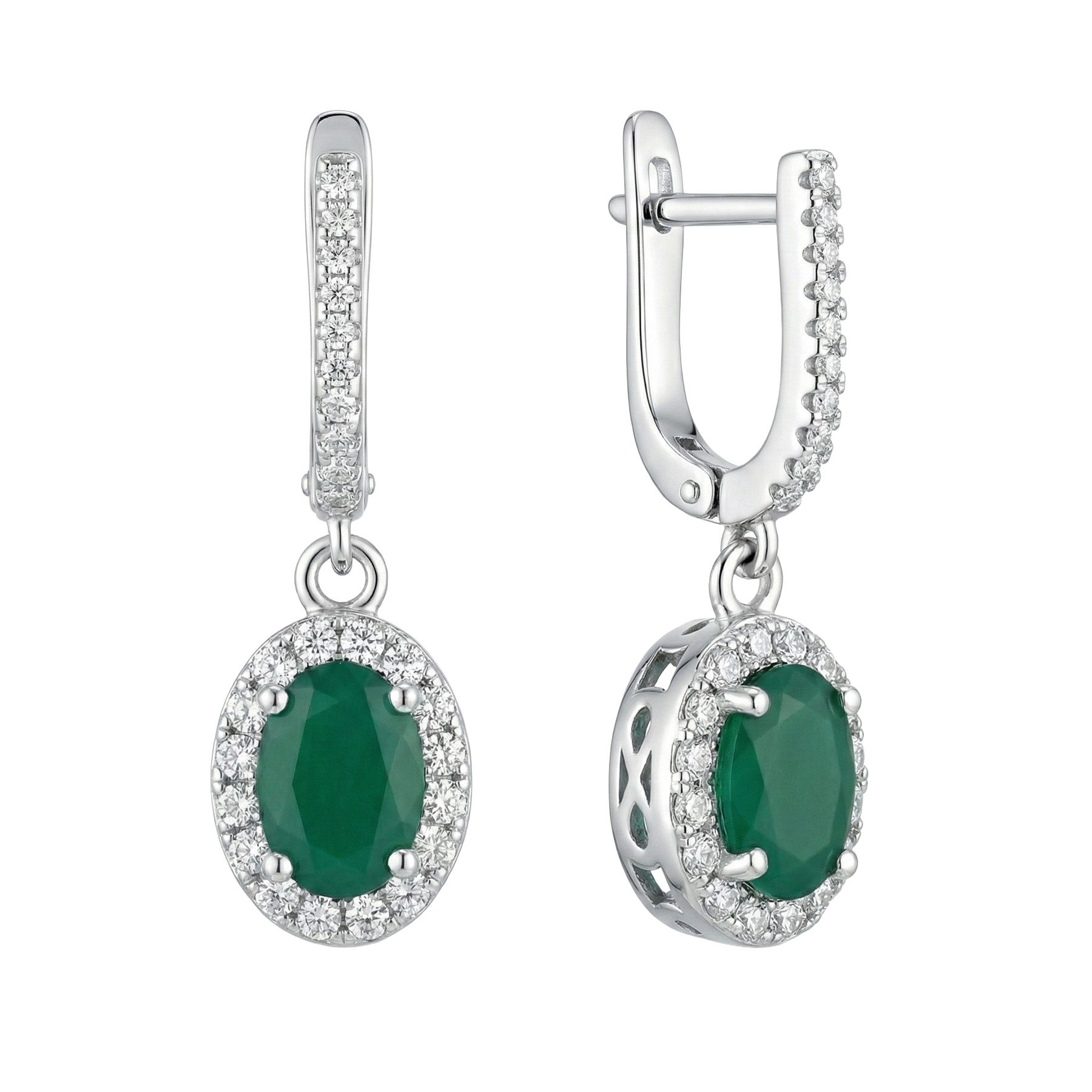 Изображение Серебряные серьги с агатами и цирконами