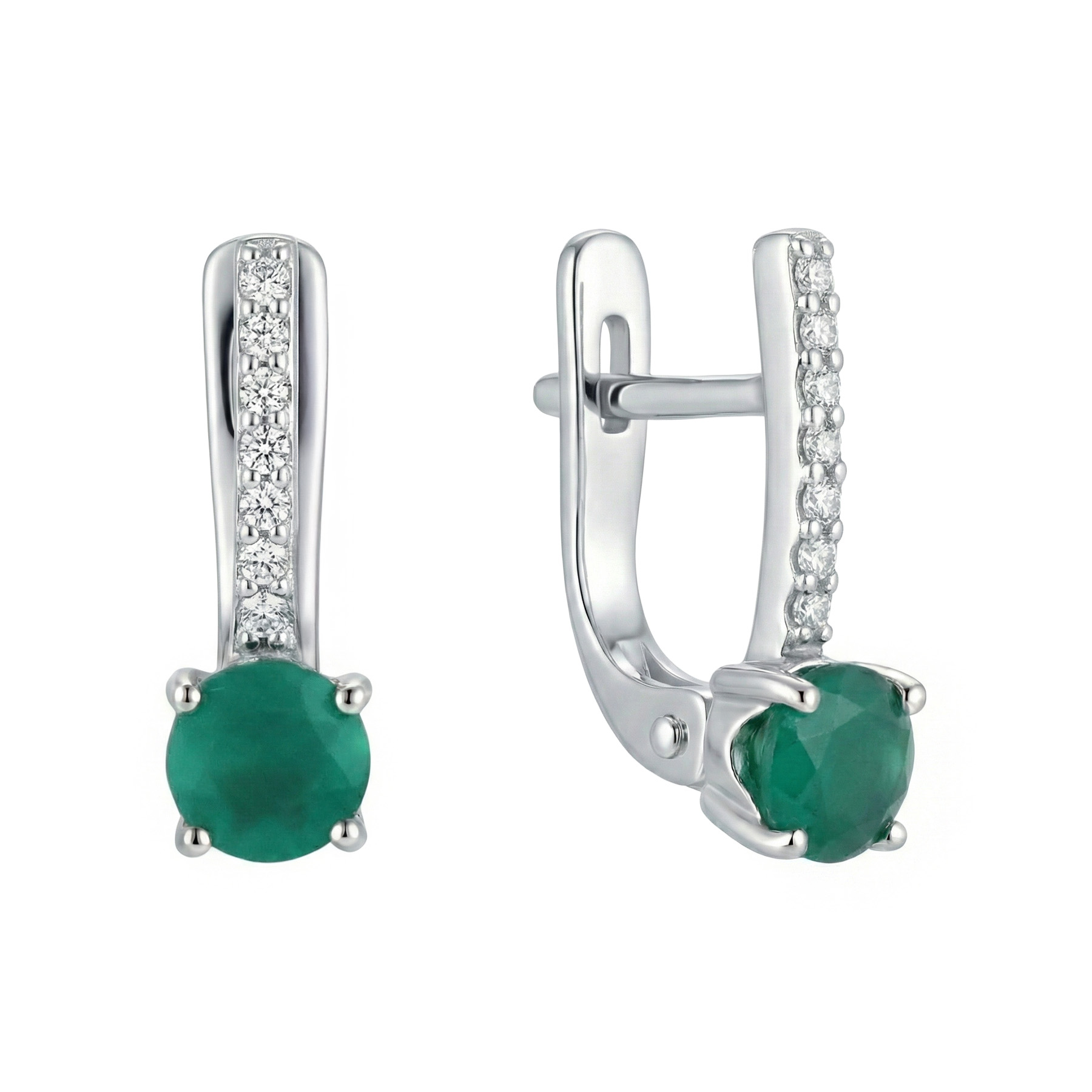 Изображение Серебряные серьги с агатами и цирконами