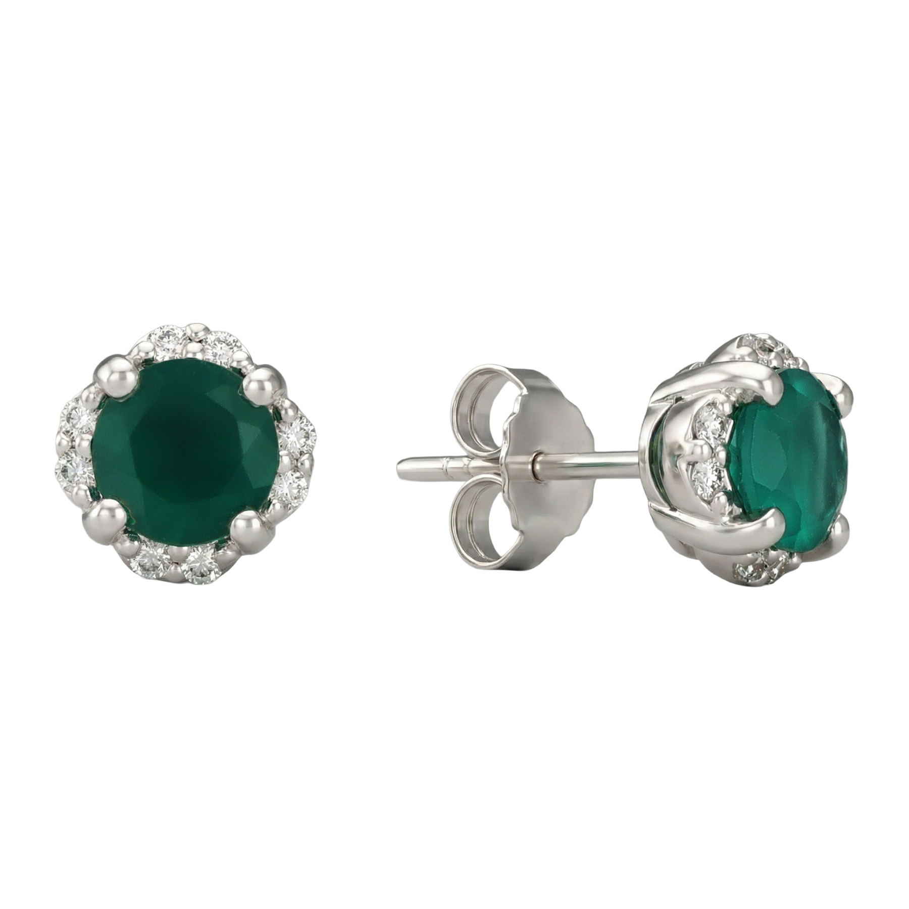 Изображение Серебряные серьги с агатами и цирконами