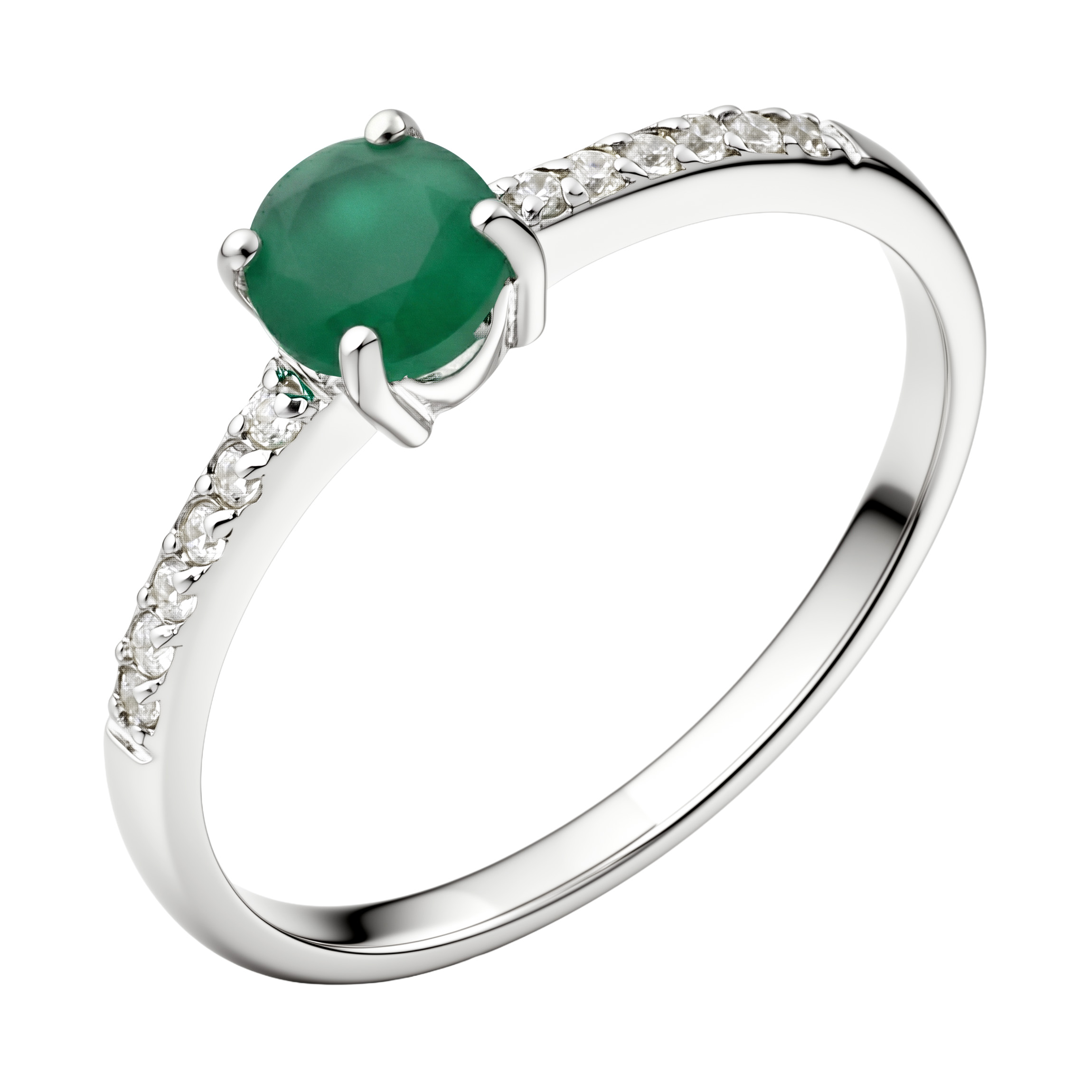 Paveikslėlis Sidabrinis žiedas su agatu ir cirkoniais