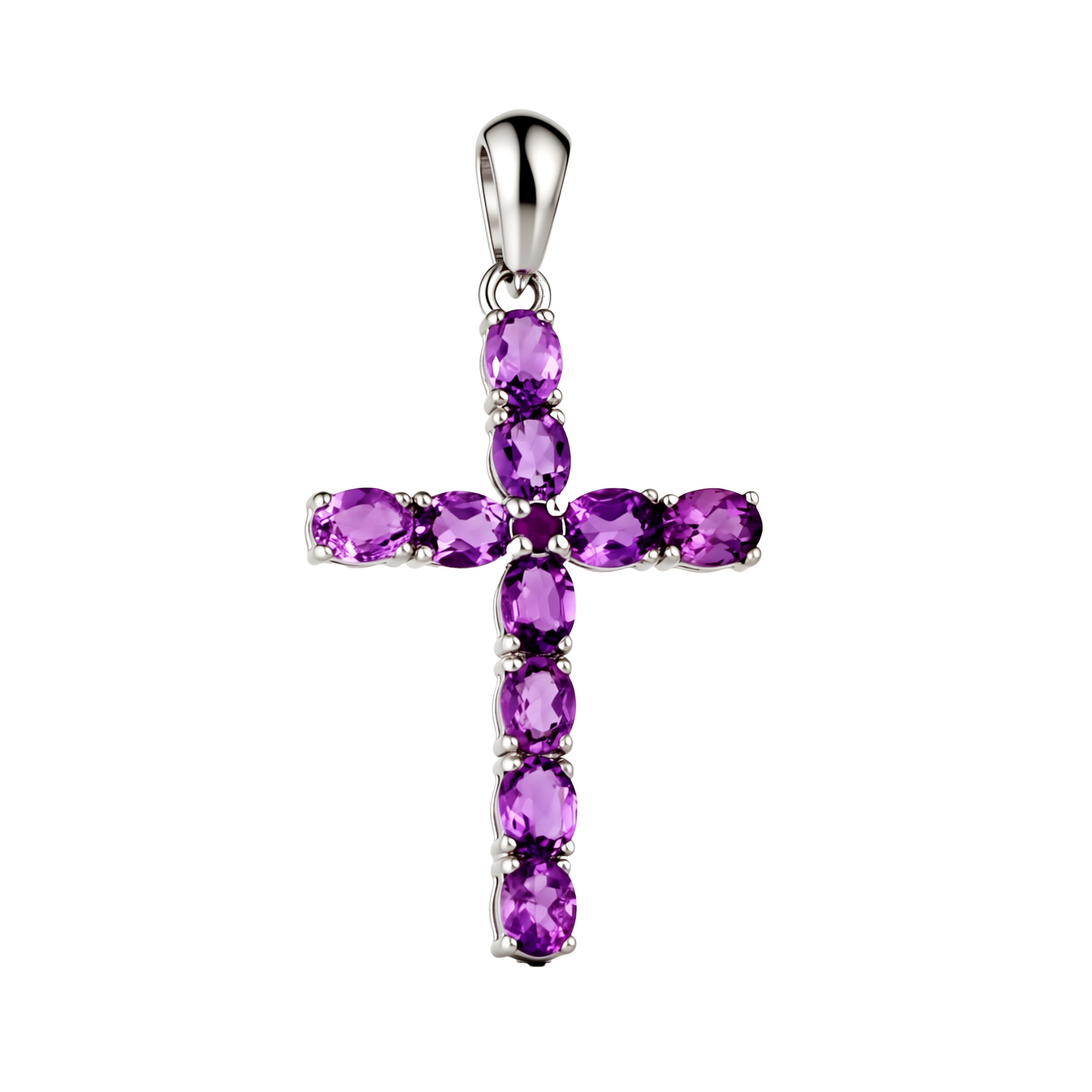 Paveikslėlis Sidabrinis kryželis su ametistais