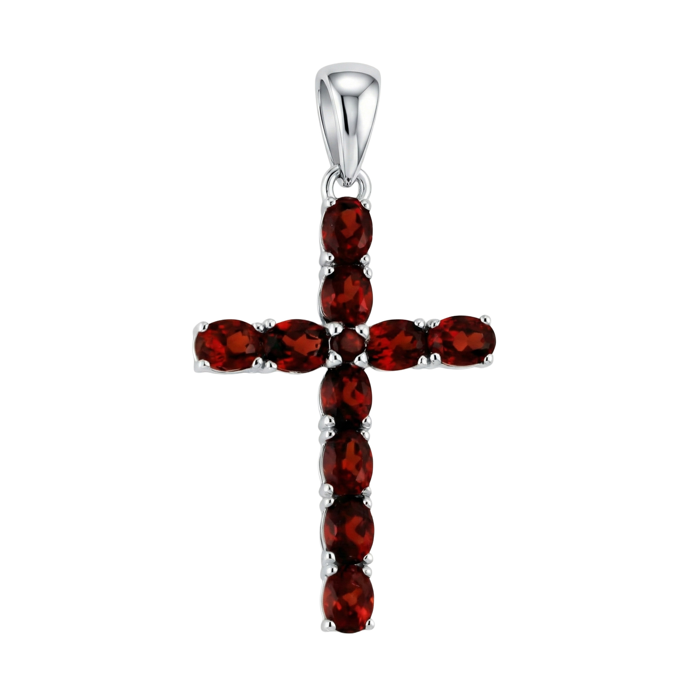 Paveikslėlis Sidabrinis kryželis su granatais