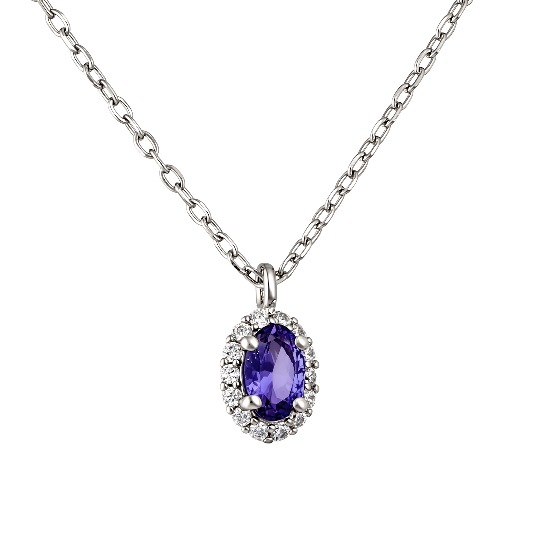 Изображение Серебряная цепочка с танзанитом и цирконами