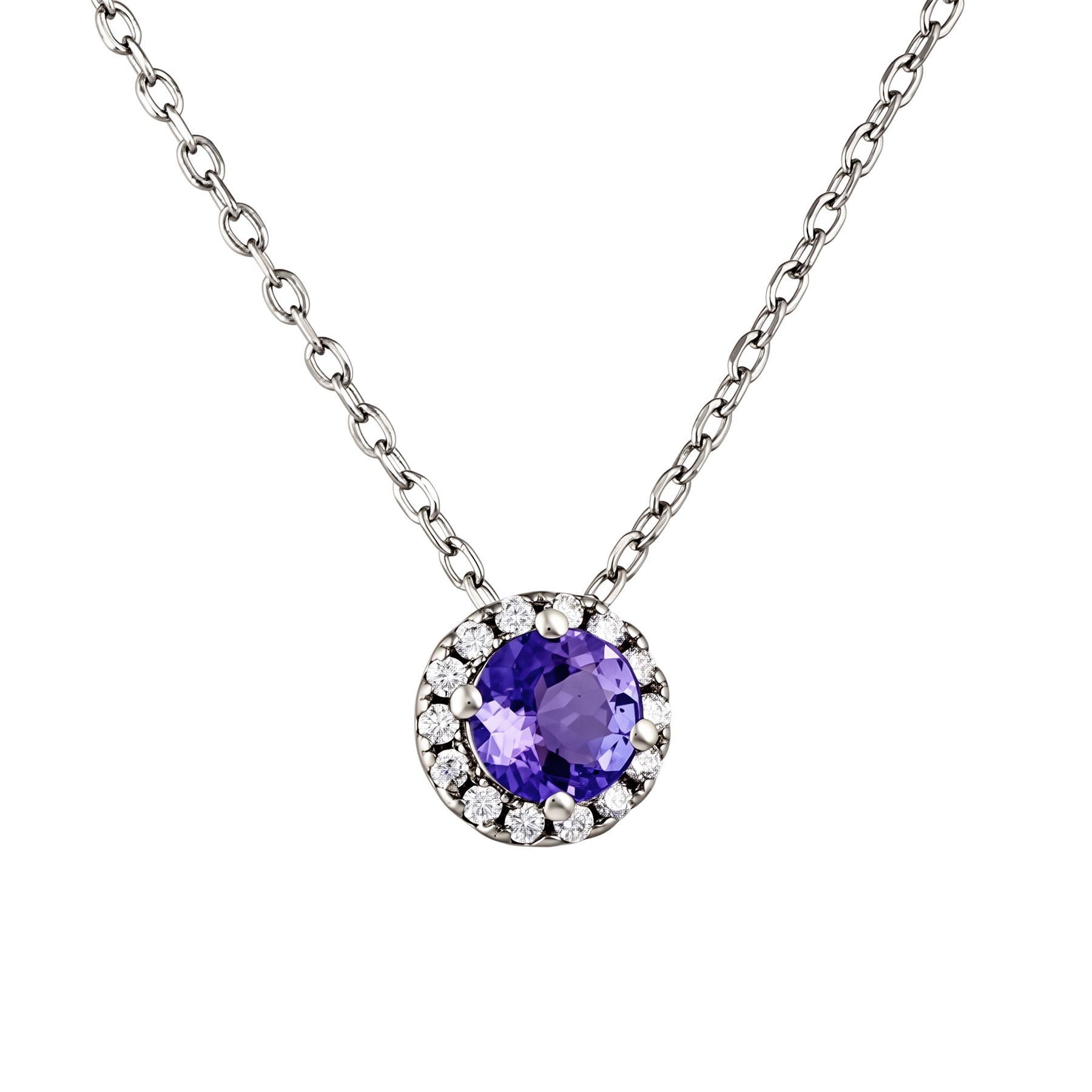 Изображение Серебряная цепочка с танзанитом и цирконами