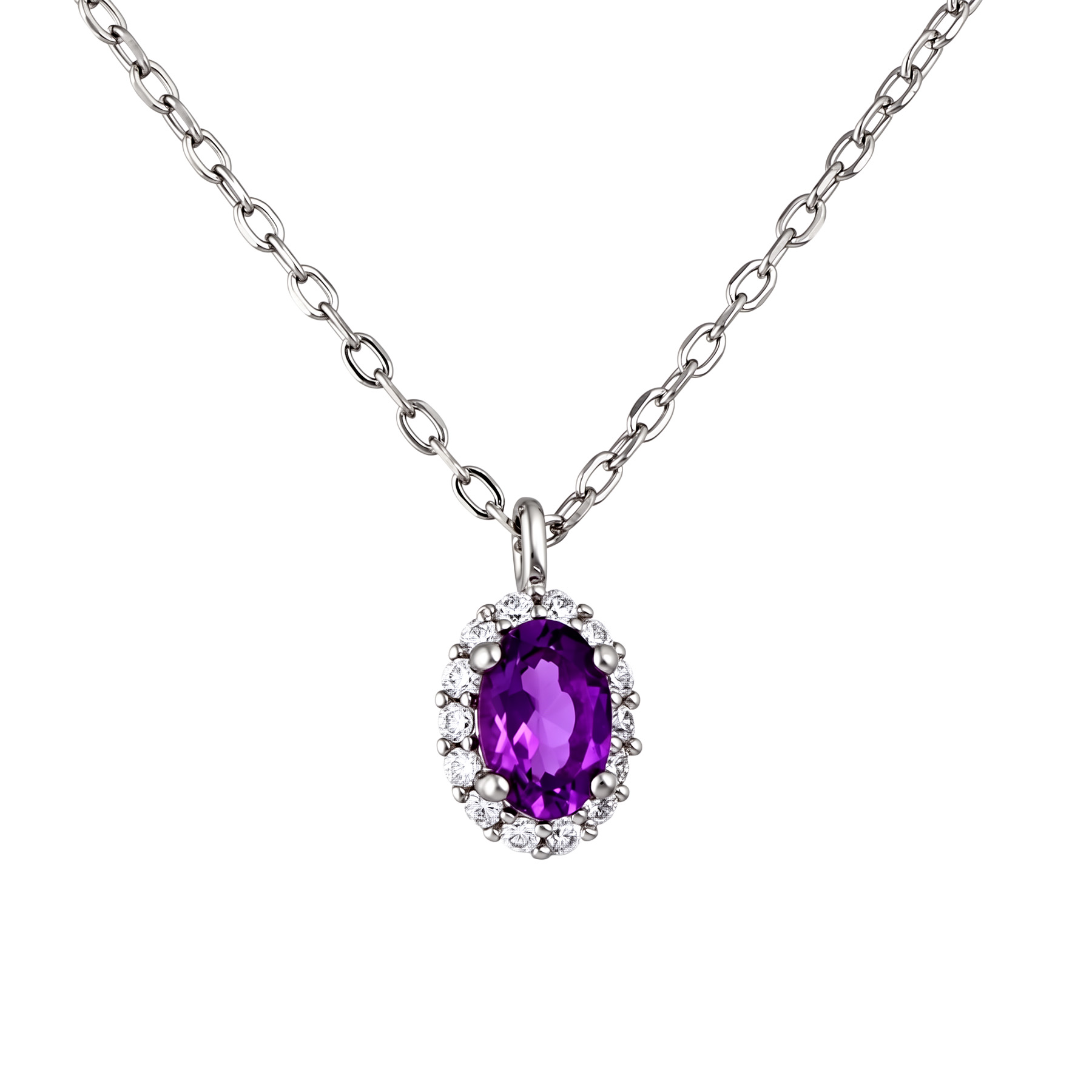 Изображение Серебряная цепочка с аметистом и цирконами