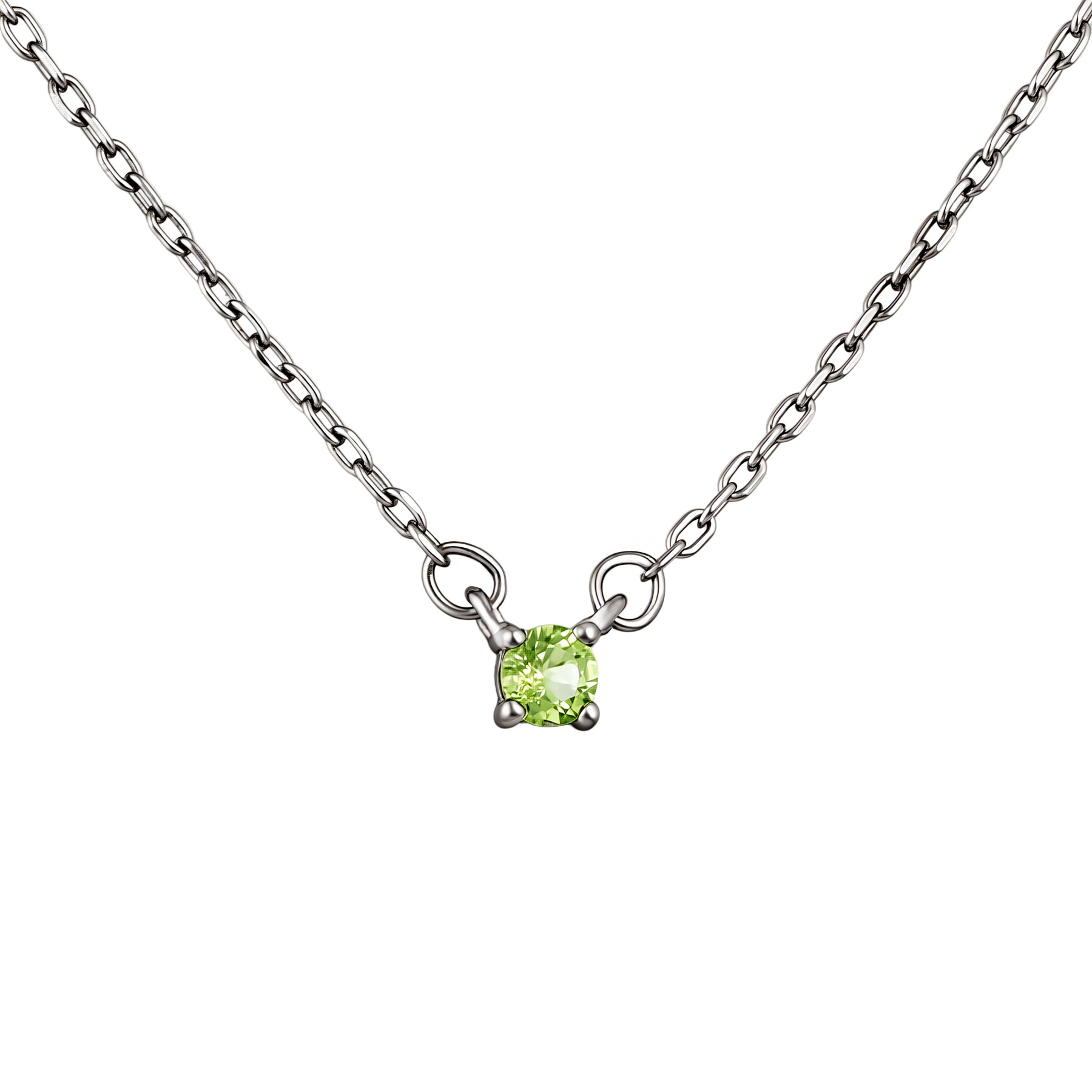 Изображение Серебряная цепочка с хризолитом