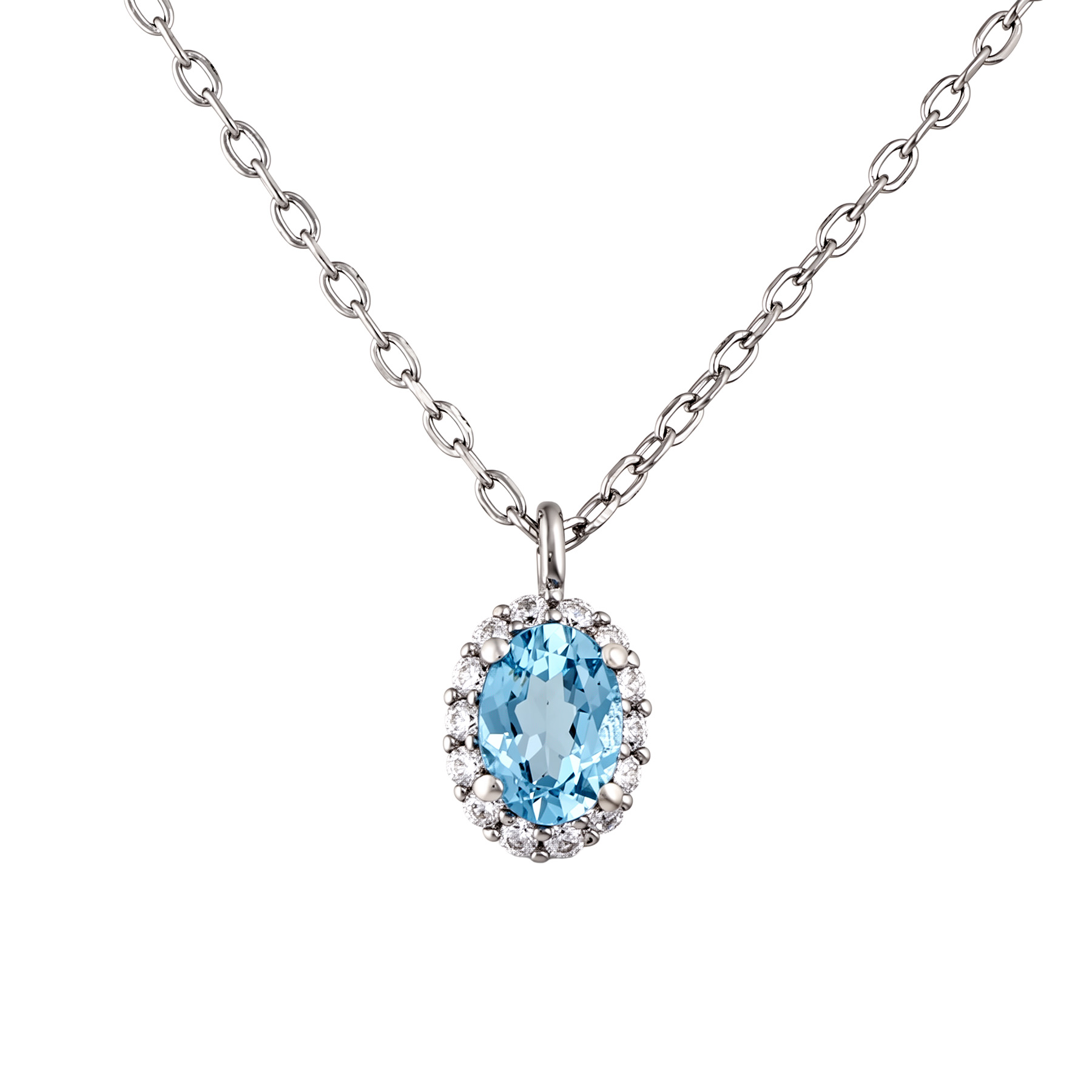 Изображение Серебряная цепочка с топазом и цирконами