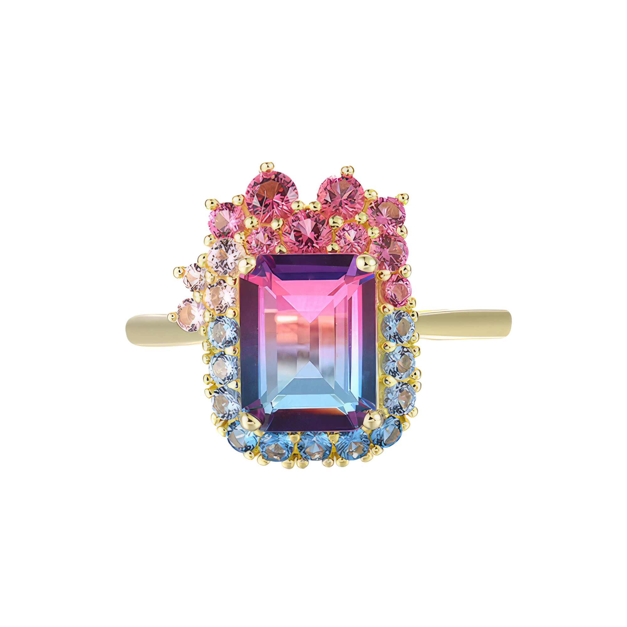 Paveikslėlis Paauksuotas sidabrinis žiedas su cirkoniais