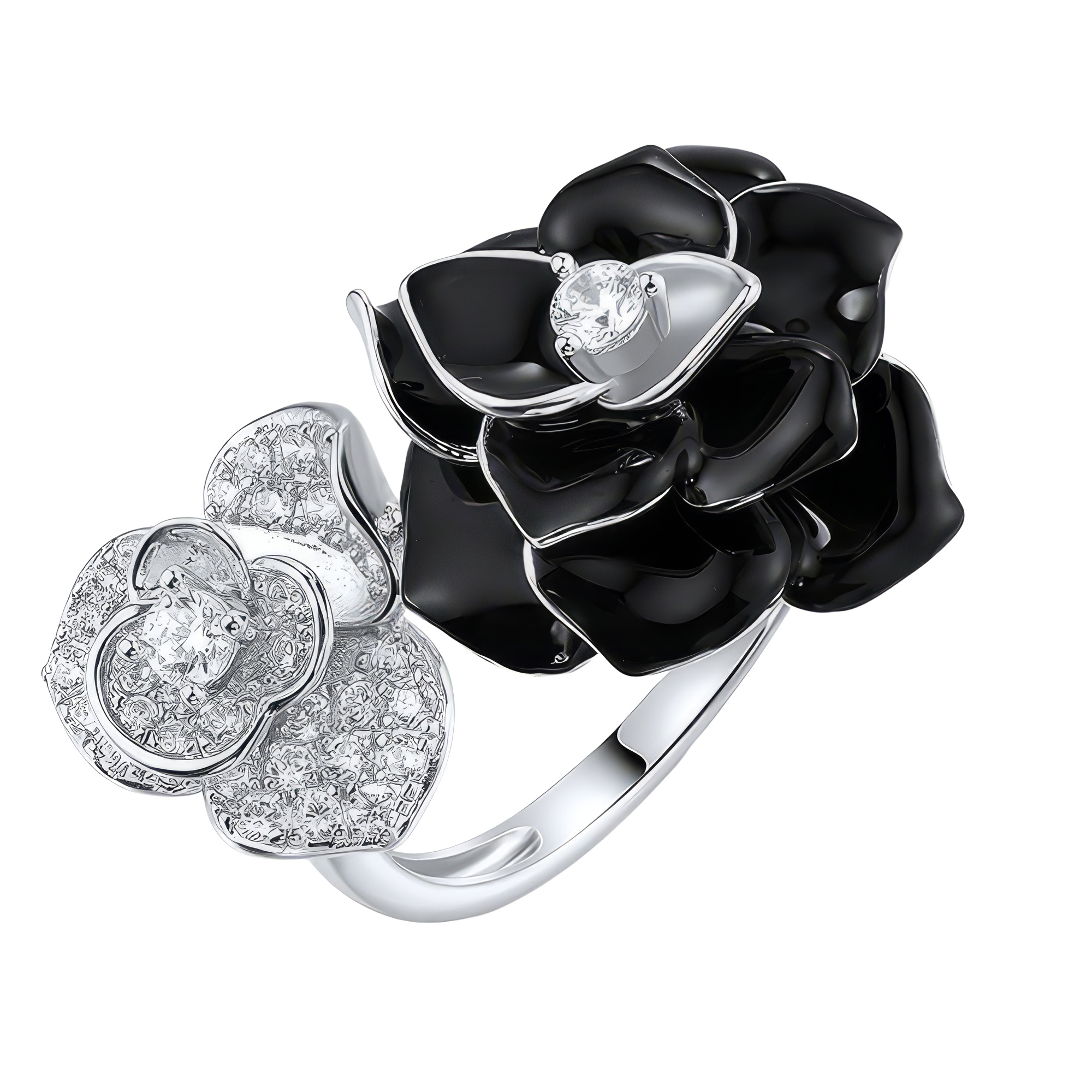 Paveikslėlis Sidabrinis žiedas su emaliu ir cirkoniais