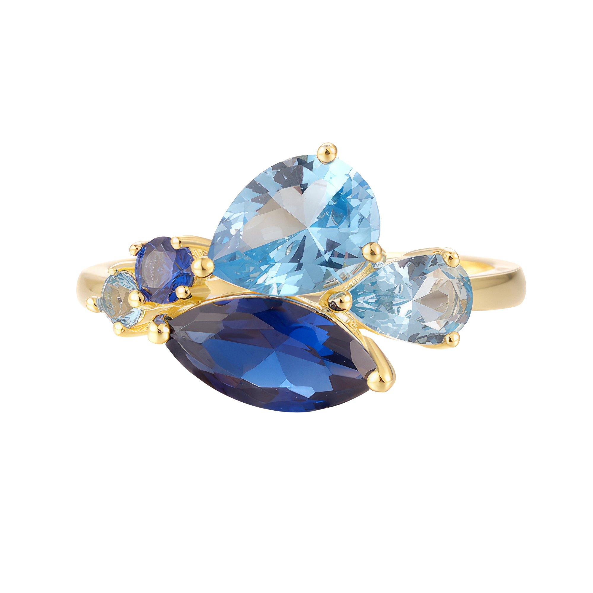 Paveikslėlis Paauksuotas sidabrinis žiedas su cirkoniais