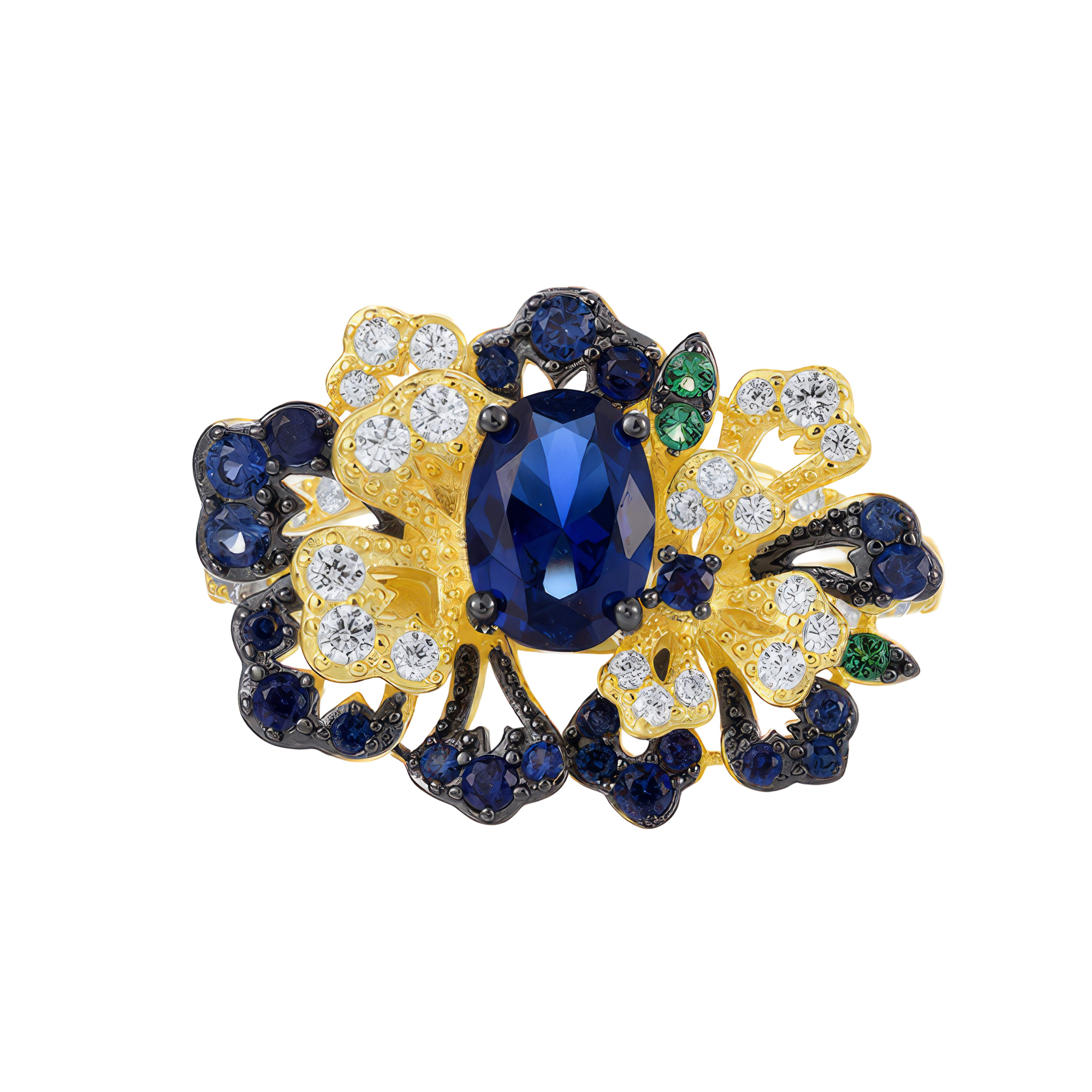 Paveikslėlis Paauksuotas sidabrinis žiedas su cirkoniais