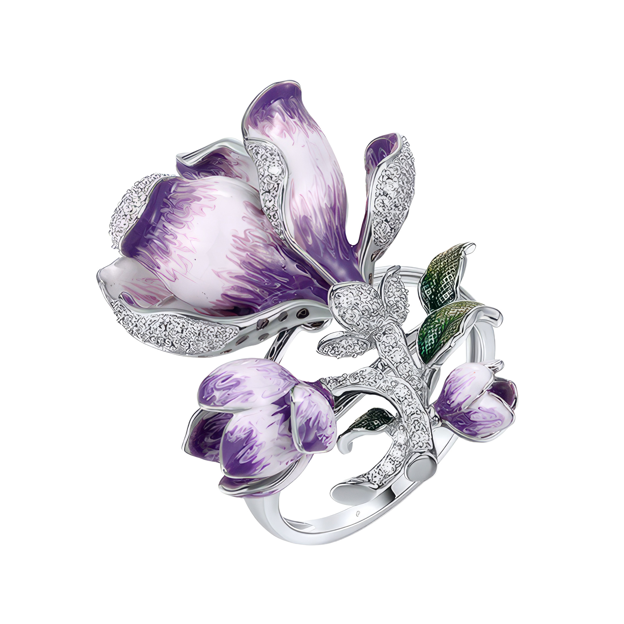 Paveikslėlis Sidabrinis žiedas su emaliu ir cirkoniais