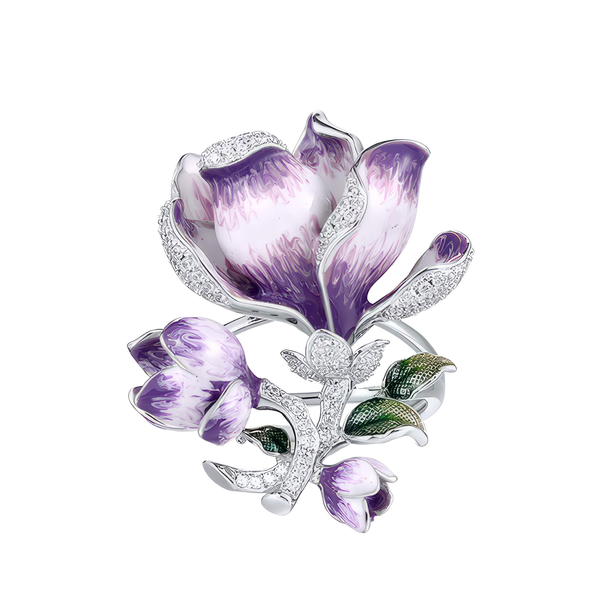 Paveikslėlis Sidabrinis žiedas su emaliu ir cirkoniais