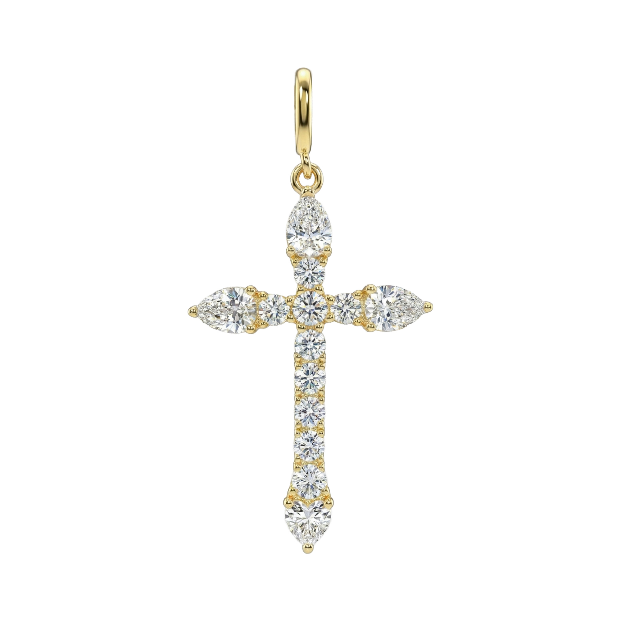 Изображение Католический крестик из позолоченного серебра с цирконами