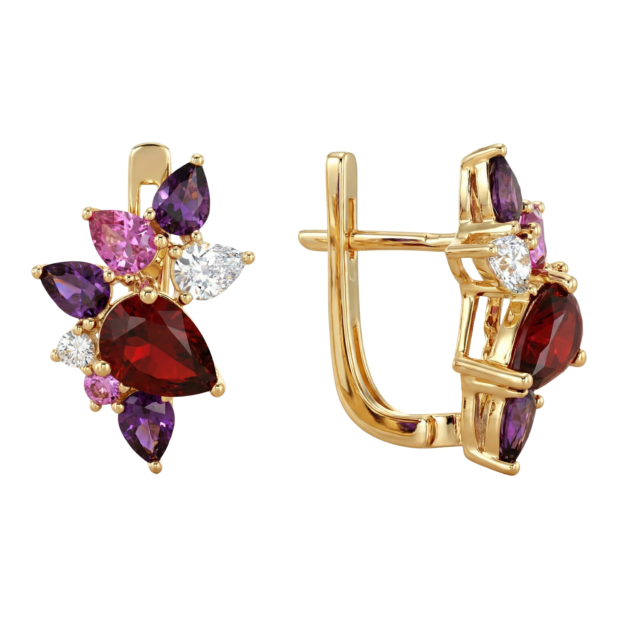 Изображение Серьги из позолоченного серебра с цирконами