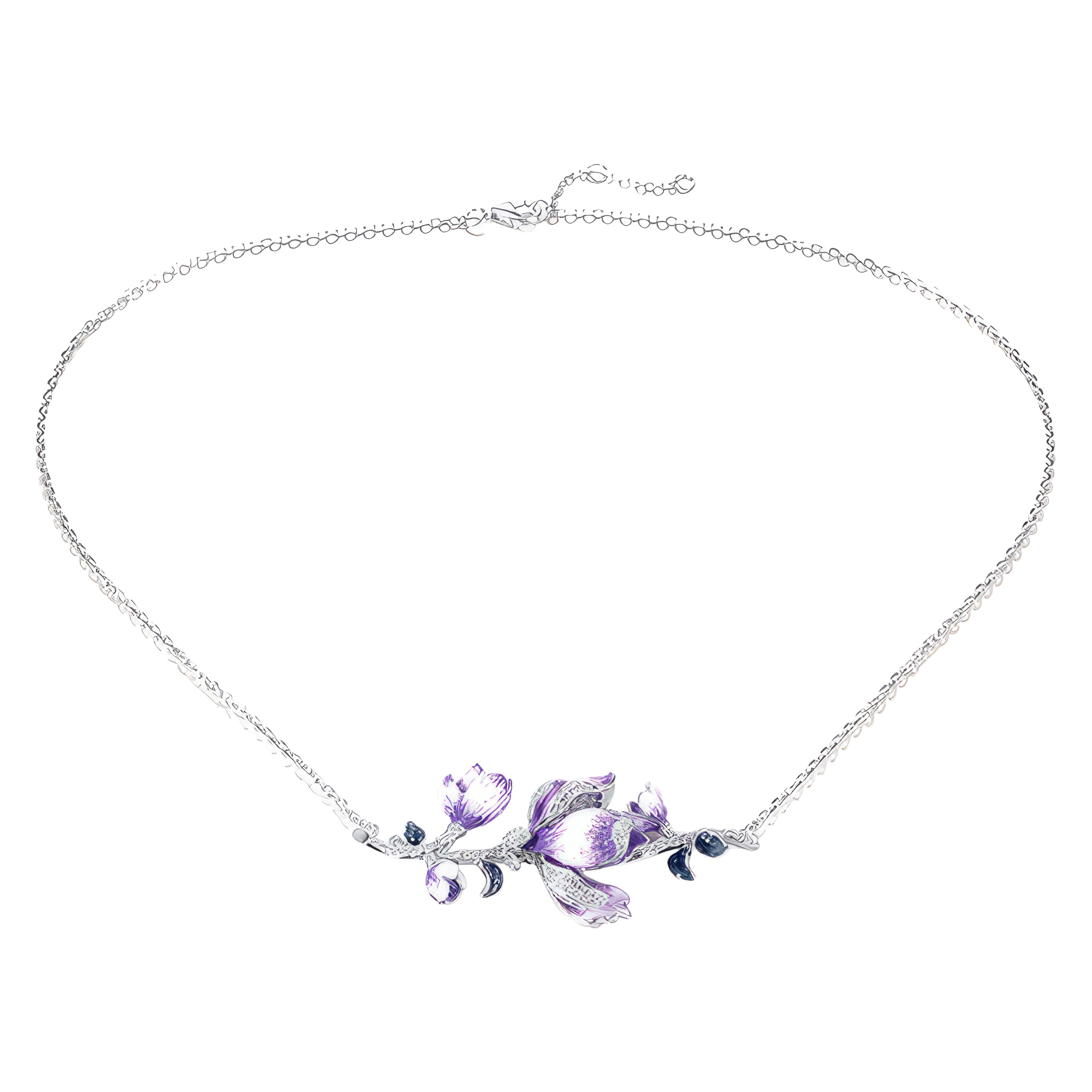 Изображение Серебряная цепочка с эмалью и цирконами