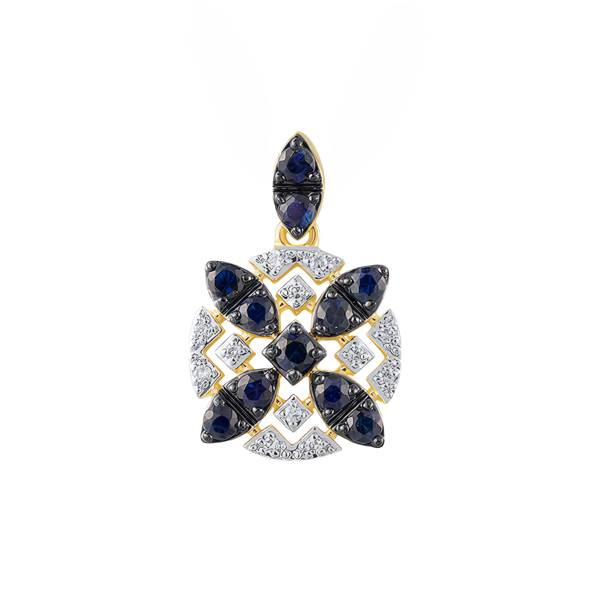 Paveikslėlis Geltono aukso pakabukas su briliantais ir safyrais