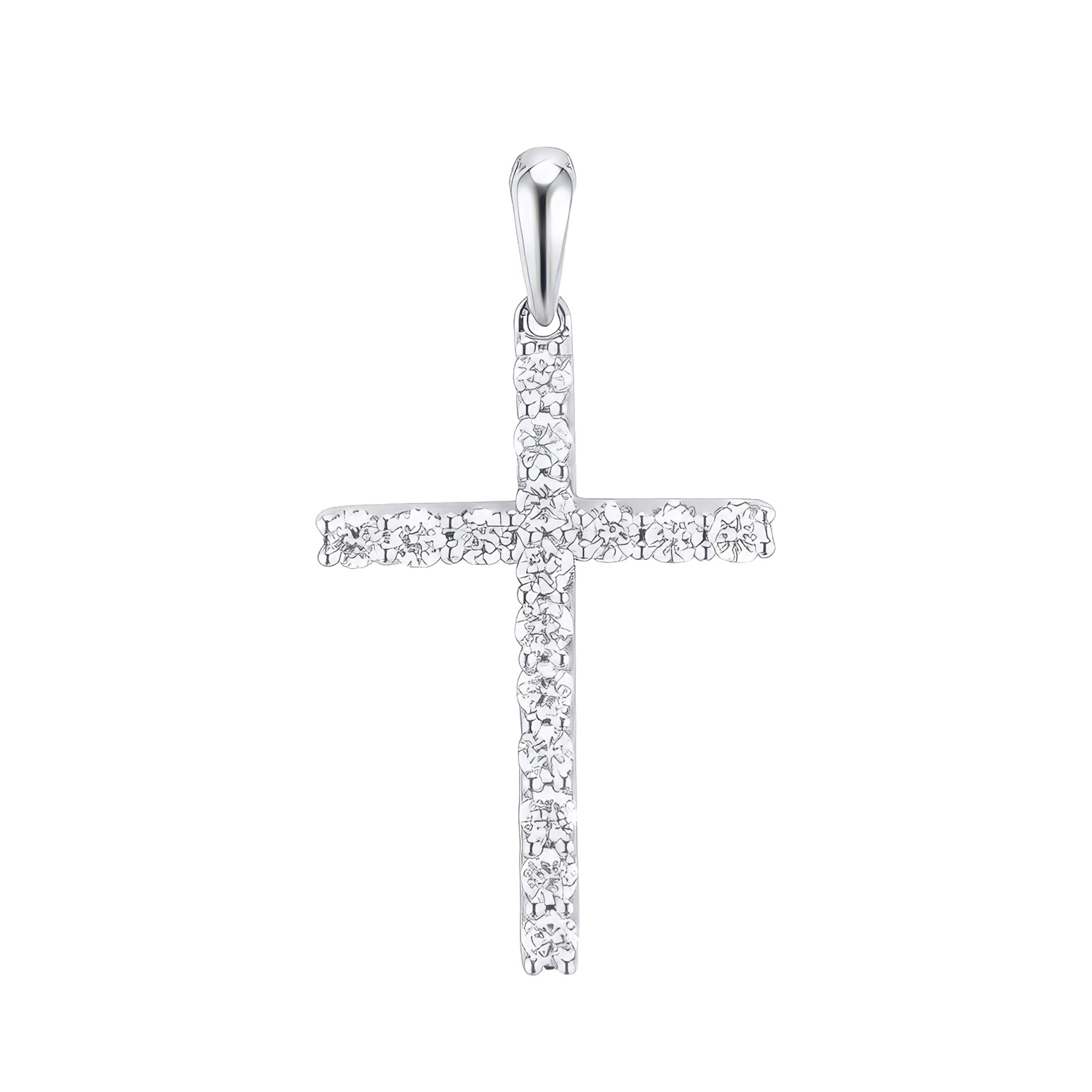 Изображение Католический крестик из белого золота с бриллиантами