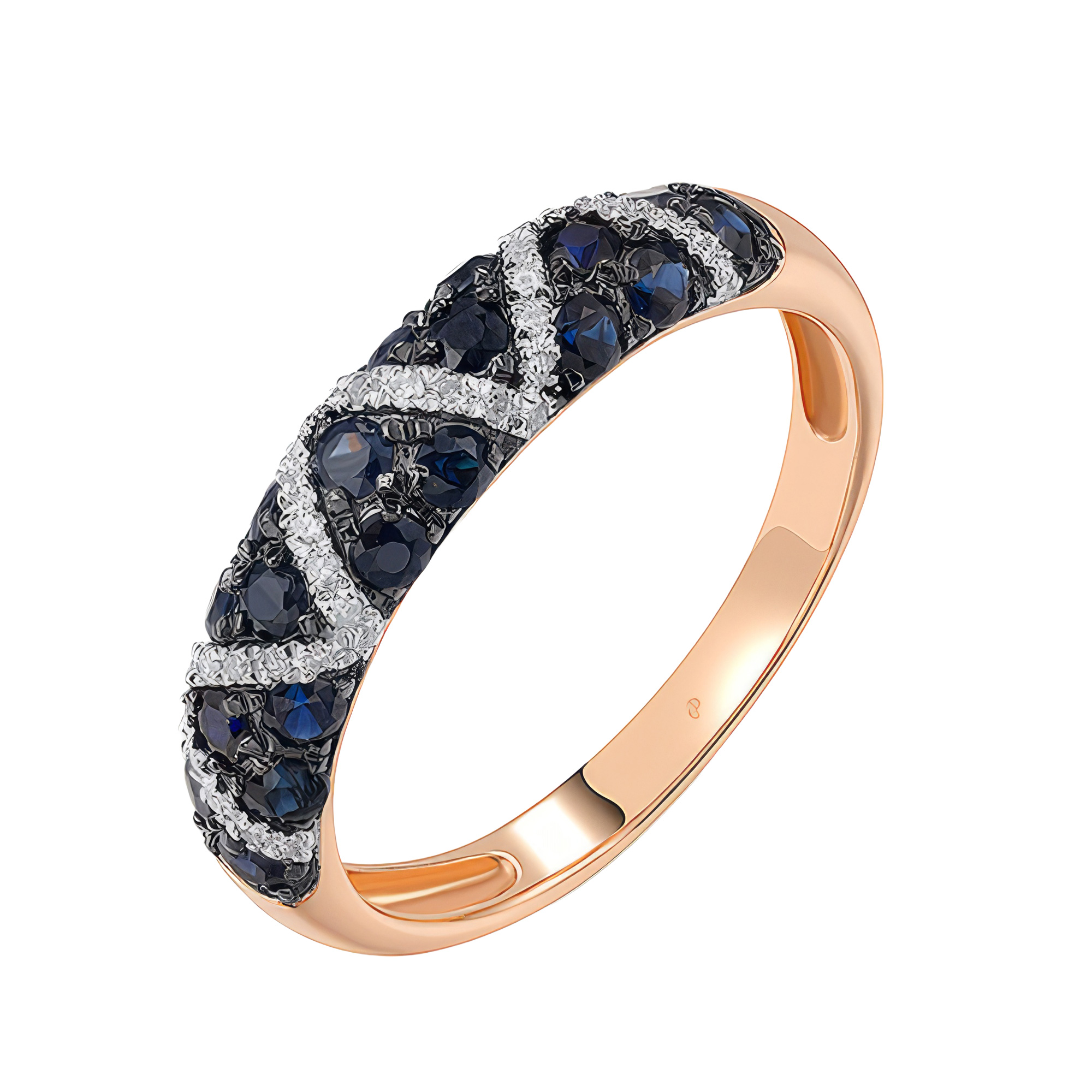 Изображение Золотое кольцо с бриллиантами и сапфирами