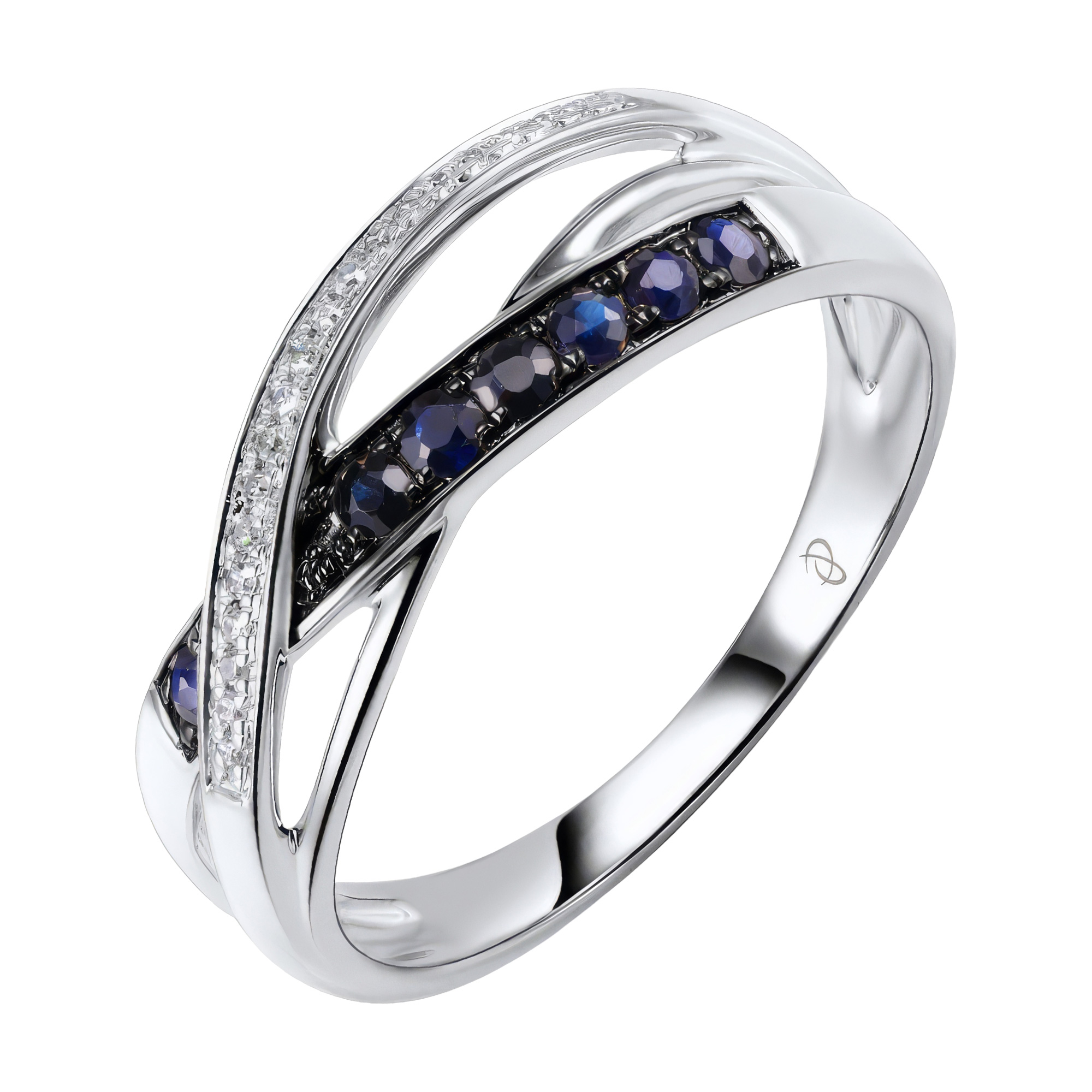 Изображение Кольцо из белого золота с бриллиантами и сапфирами