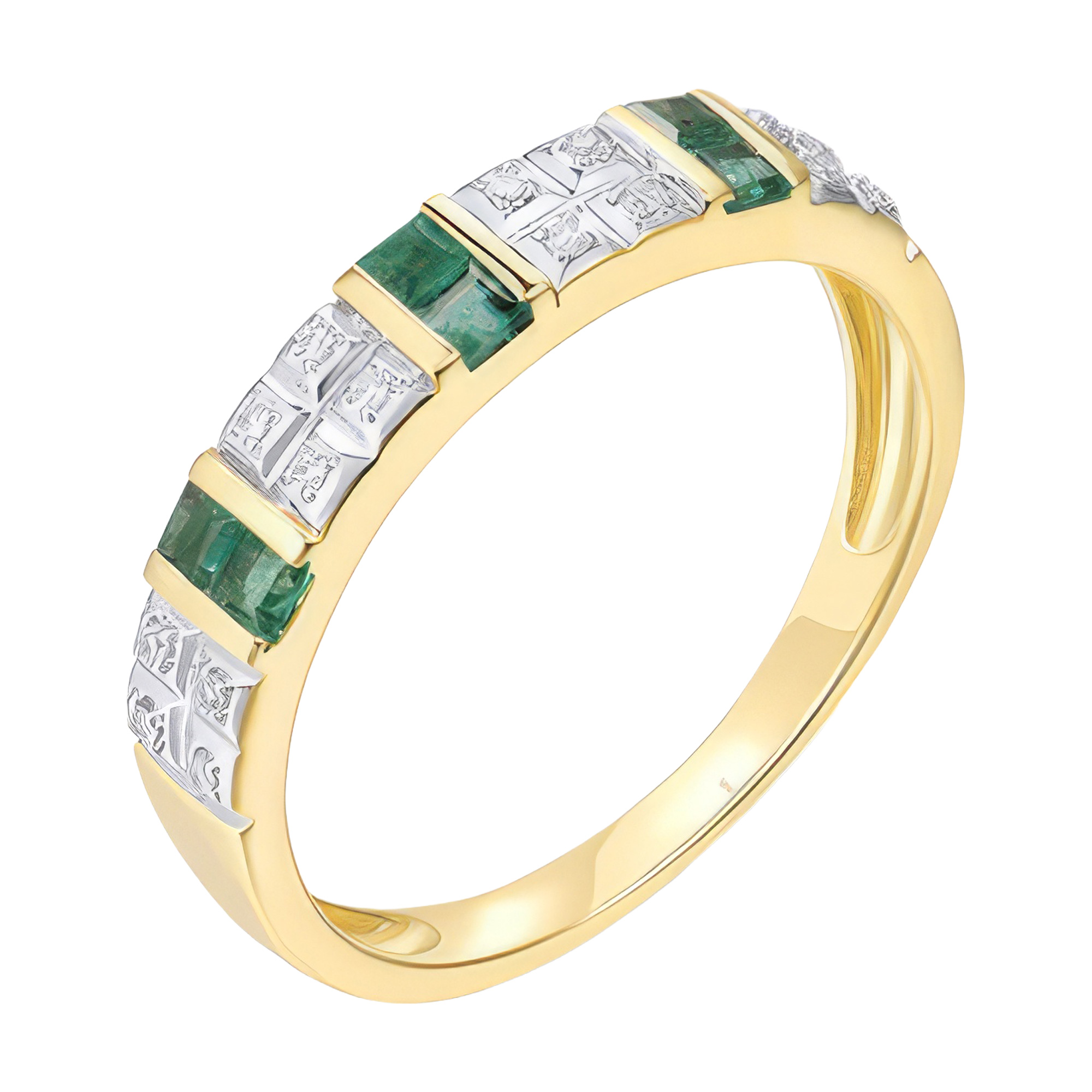 Изображение Кольцо из желтого золота с бриллиантами и изумрудами