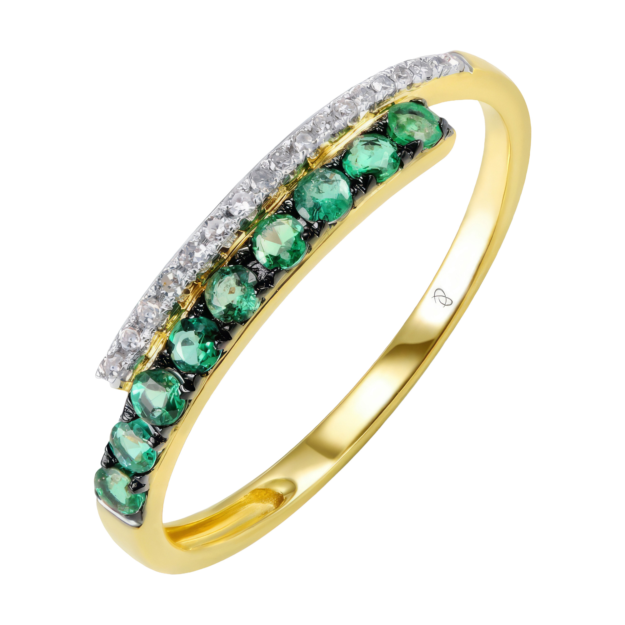 Изображение Кольцо из желтого золота с бриллиантами и изумрудами