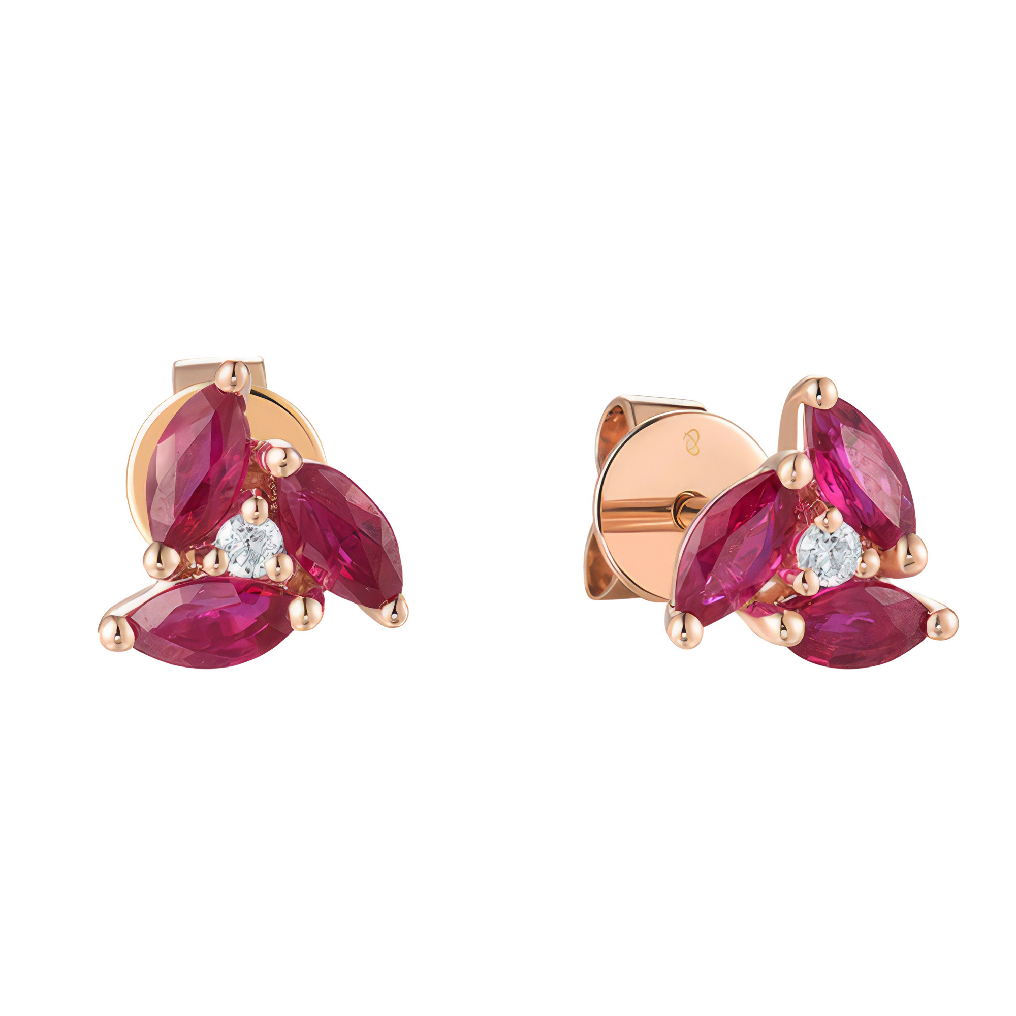 Paveikslėlis Auksiniai auskarai su briliantais ir rubinais