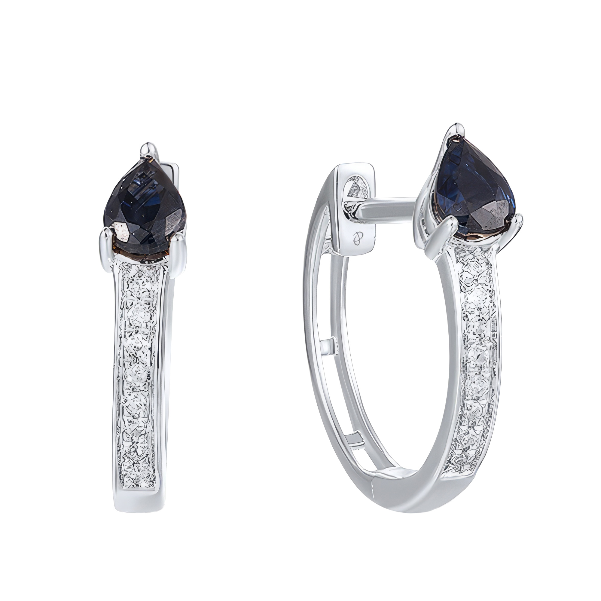 Paveikslėlis Balto aukso auskarai su briliantais ir safyrais