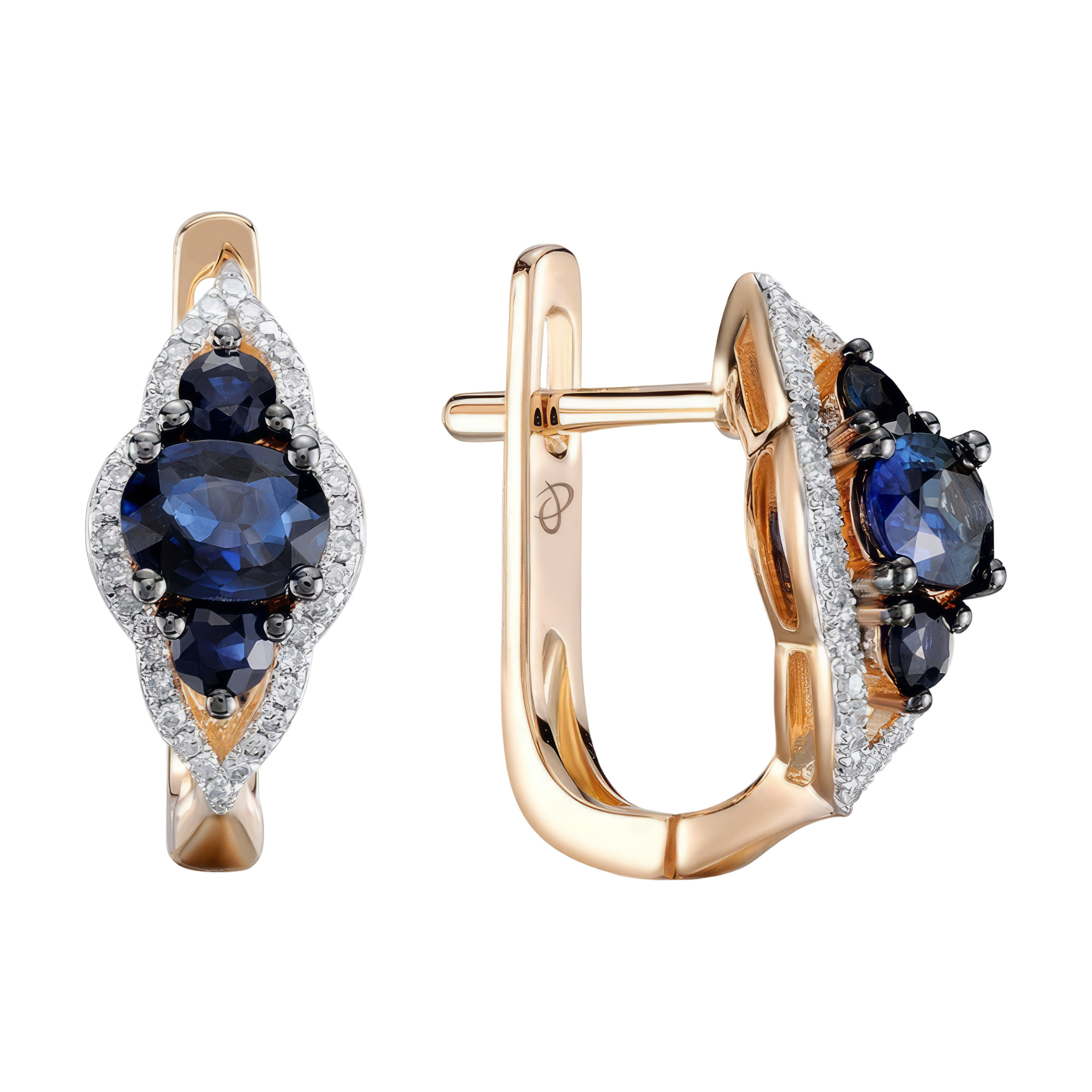 Paveikslėlis Auksiniai auskarai su briliantais ir safyrais