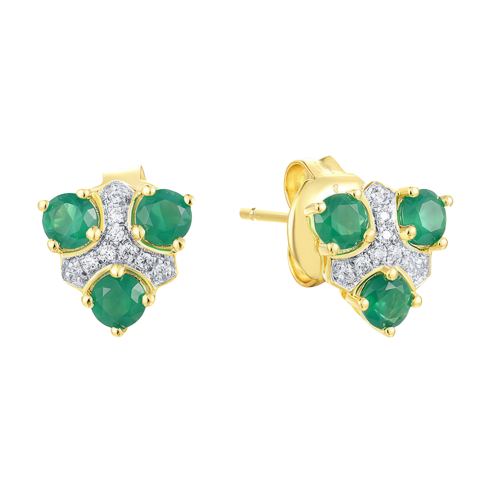 Paveikslėlis Geltono aukso auskarai su briliantais ir smaragdais