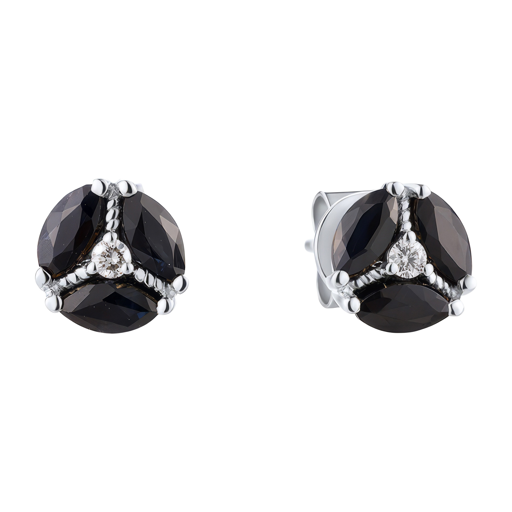 Paveikslėlis Balto aukso auskarai su briliantais ir safyrais