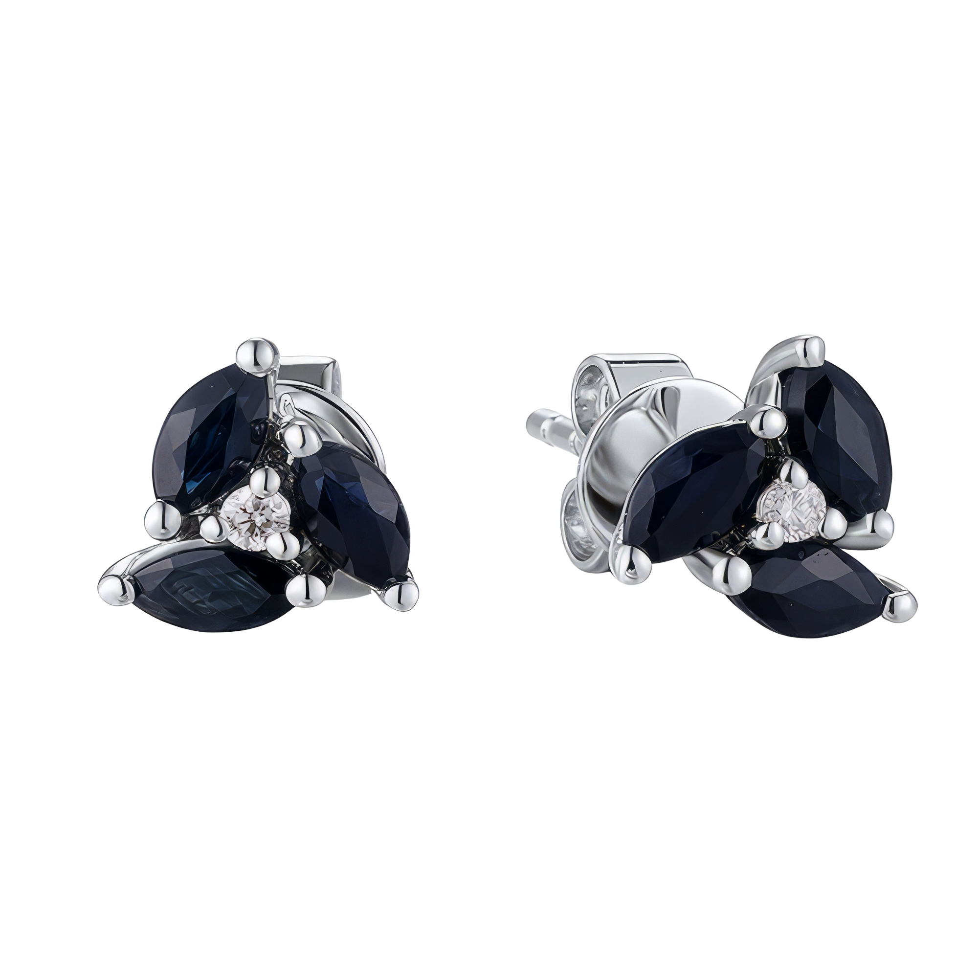 Paveikslėlis Balto aukso auskarai su briliantais ir safyrais