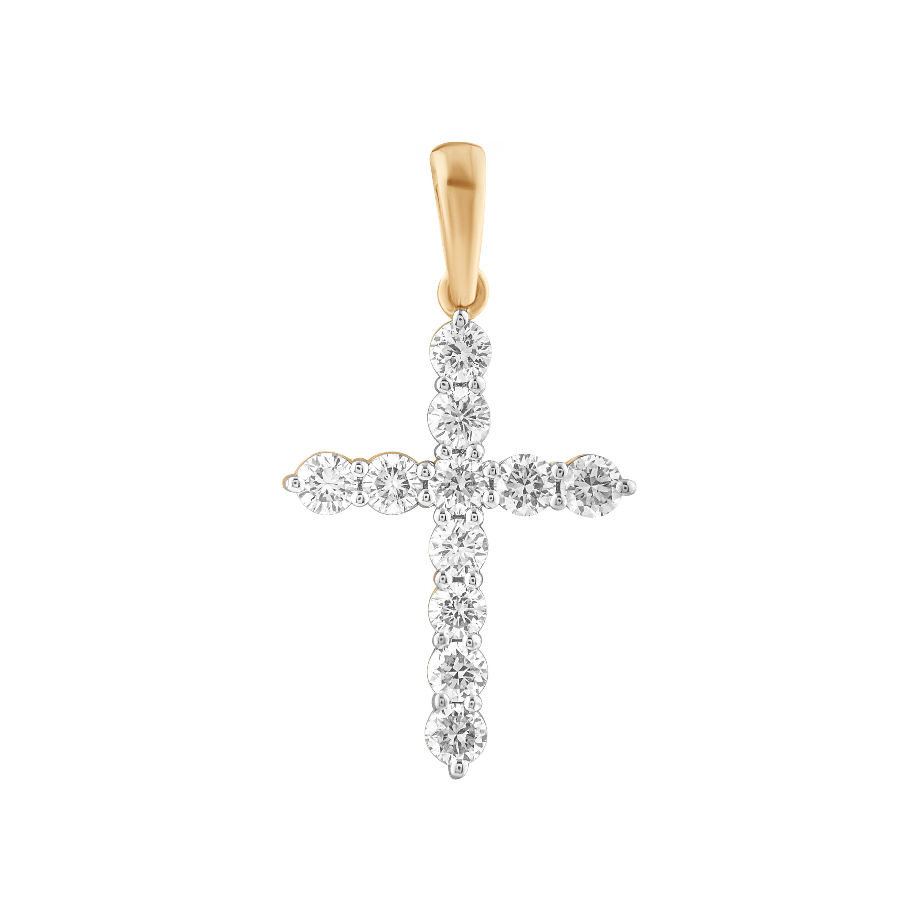 Изображение Католический крестик из желтого золота с LAB бриллиантами