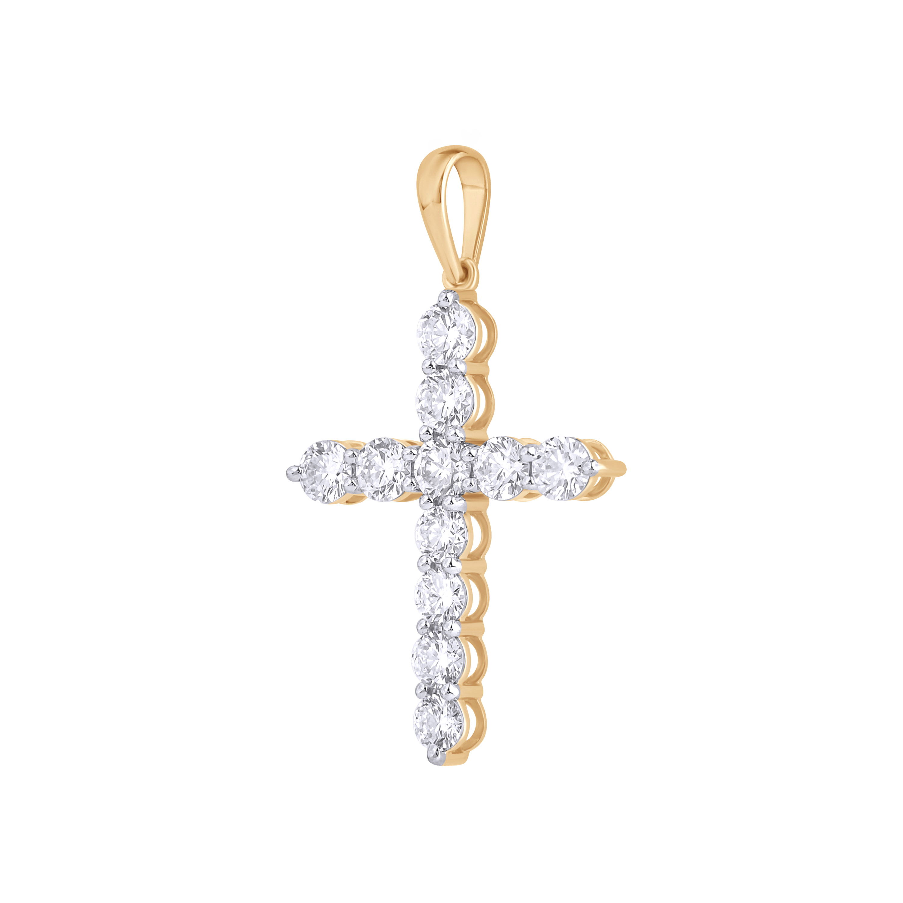 Изображение Католический крестик из желтого золота с LAB бриллиантами