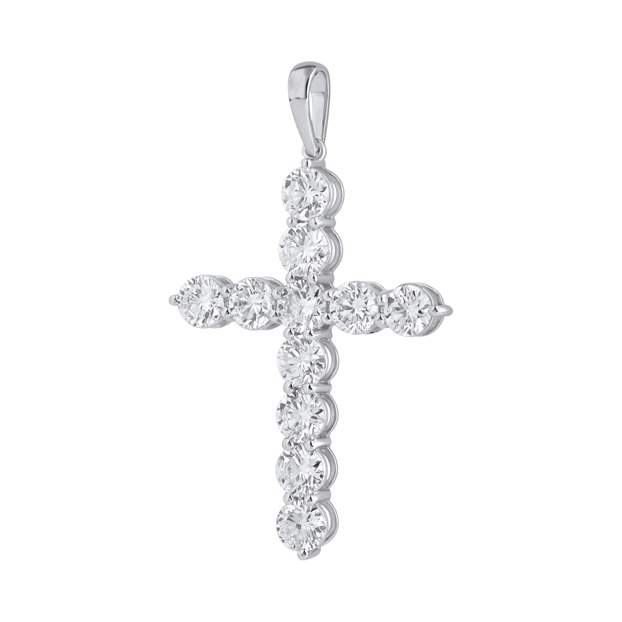Изображение Католический крестик из белого золота с LAB бриллиантами
