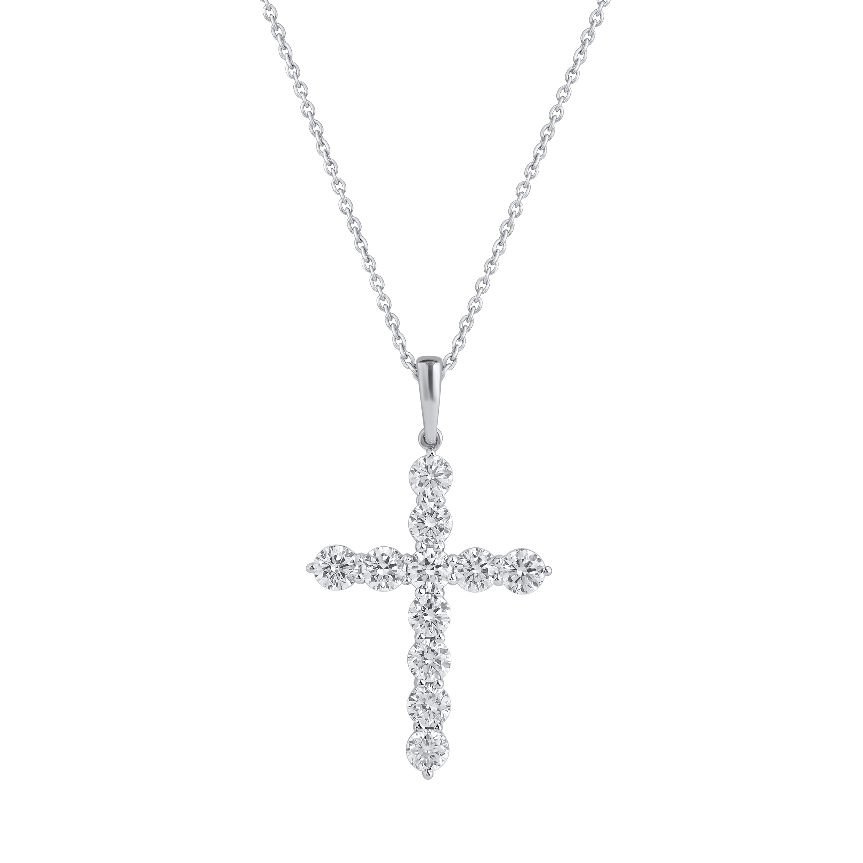 Изображение Католический крестик из белого золота с LAB бриллиантами