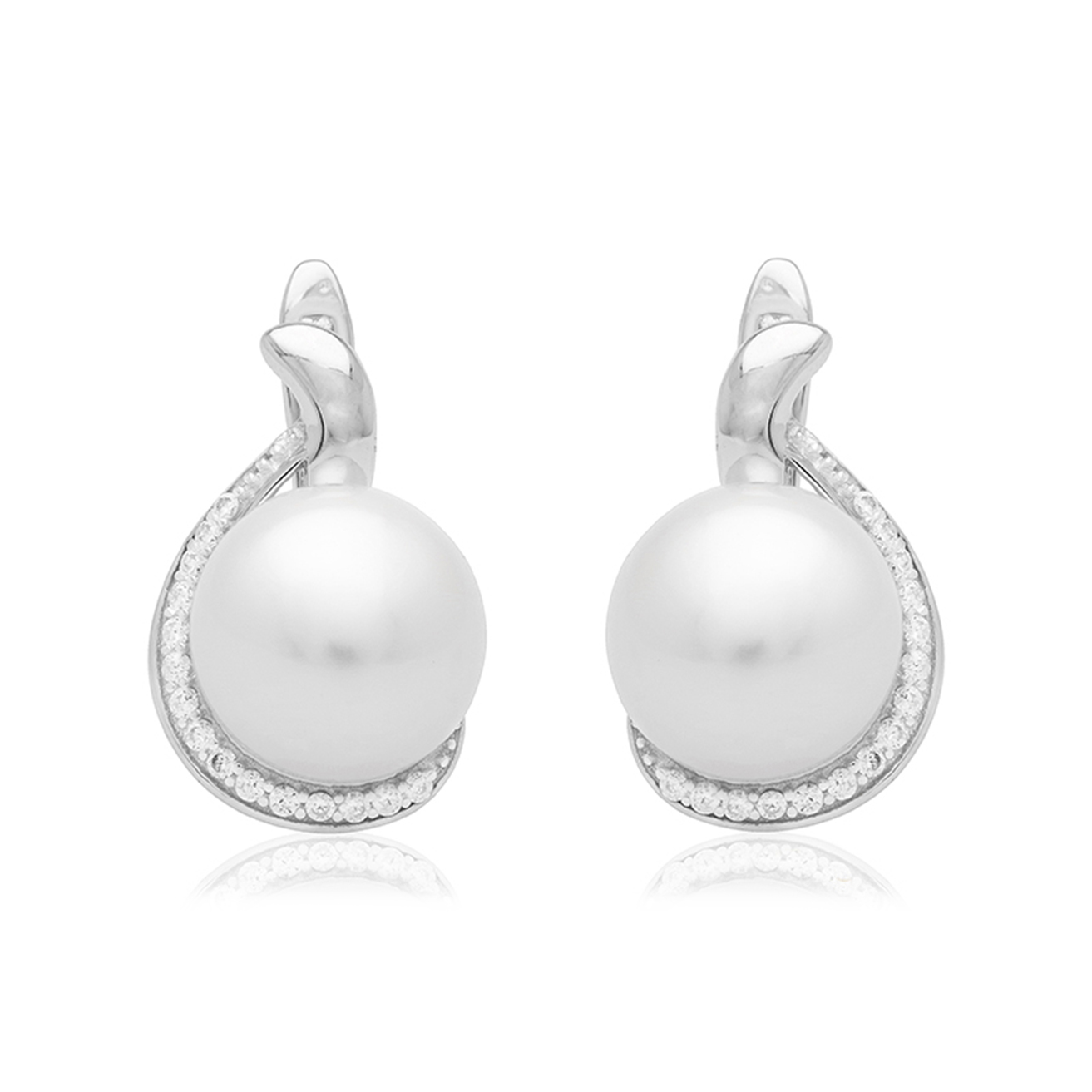 Paveikslėlis Sidabriniai auskarai su perlais ir cirkoniais