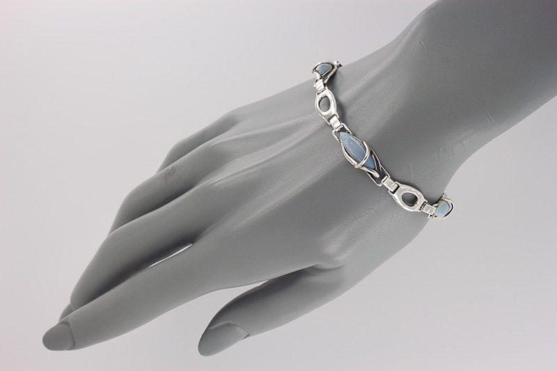 Изображение Серебряный браслет с лунным камнем 18-21 см