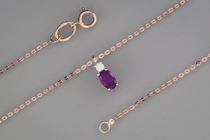 Paveikslėlis Auksinė grandinėlė su ametistu ir cirkoniu