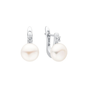 Paveikslėlis Sidabriniai auskarai su perlais ir cirkoniais