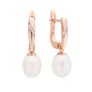 Paveikslėlis Paauksuoti sidabriniai auskarai su perlais ir cirkoniais