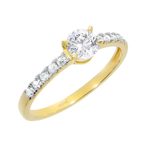 Paveikslėlis Geltono aukso žiedas su cirkoniais