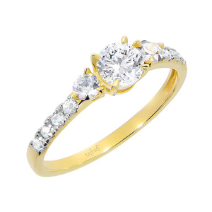 Paveikslėlis Geltono aukso žiedas su cirkoniais