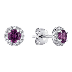 Paveikslėlis Sidabriniai auskarai su ametistais ir cirkoniais