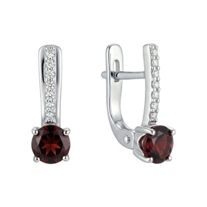 Изображение Серебряные серьги с гранатами и цирконами