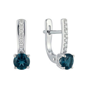 Изображение Серебряные серьги с топазами London и цирконами
