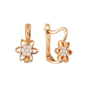 Изображение Золотые серьги с цирконами